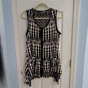 Mirror Image Asymmetrical Black & Cream Vest